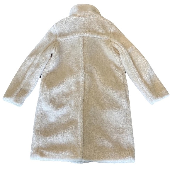 Gap Ivory Sherpa Teddy Mid Length Button Front Coat Women's Small - Picture 3 of 15